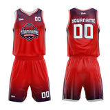 custom honeycomb gradient basketball suit for adults and kids  personalized jersey red