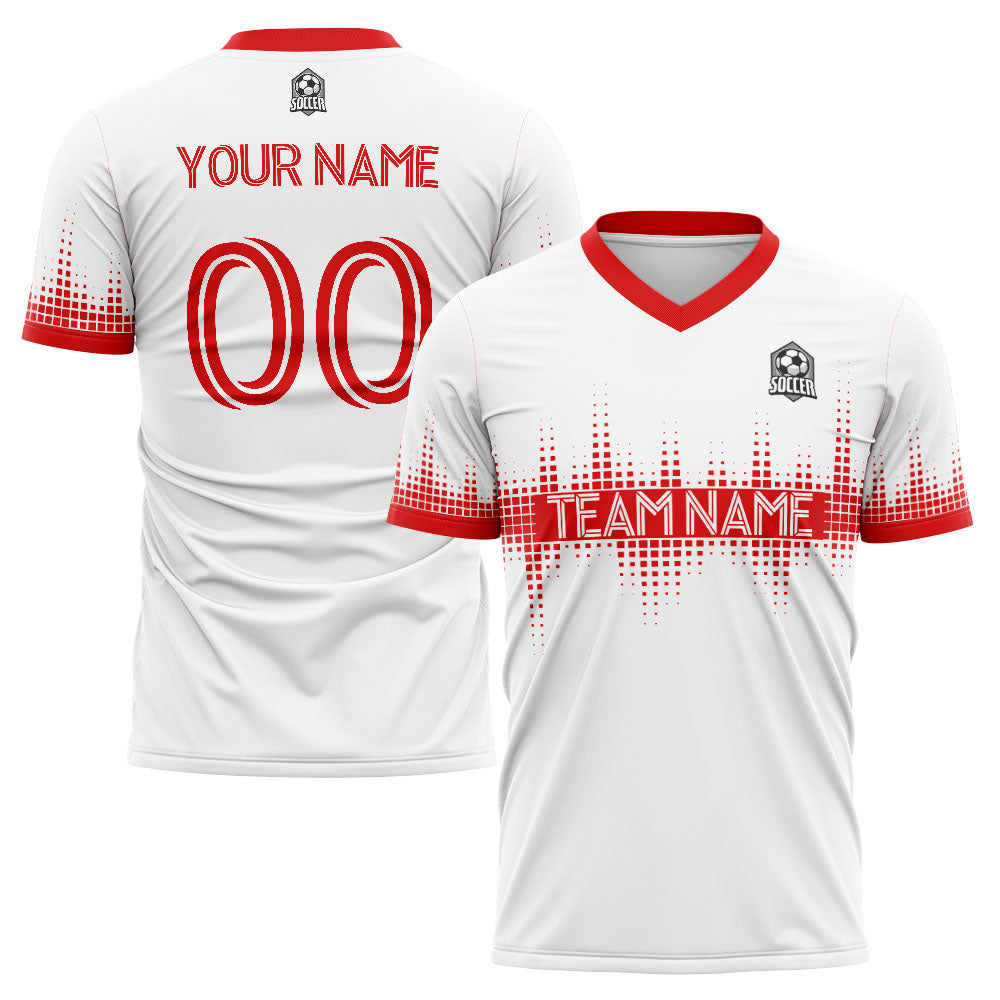 custom soccer uniform jersey kids adults personalized set jersey shirt white-red