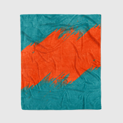 custom ultra-soft micro fleece blanket aqua-orange