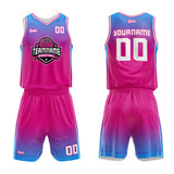 custom honeycomb gradient basketball suit for adults and kids  personalized jersey pink