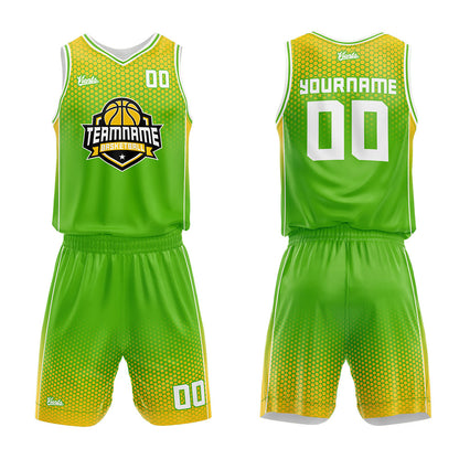 custom honeycomb gradient basketball suit for adults and kids  personalized jersey green