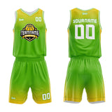 custom honeycomb gradient basketball suit for adults and kids  personalized jersey green