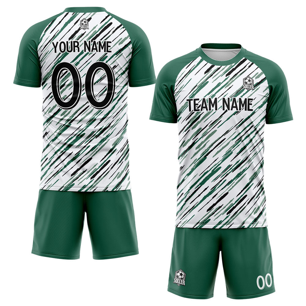 custom soccer set jersey kids adults personalized soccer white-green