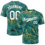 Custom Full Print Design Baseball Jersey green-yellow