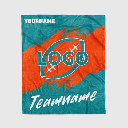 custom ultra-soft micro fleece blanket aqua-orange