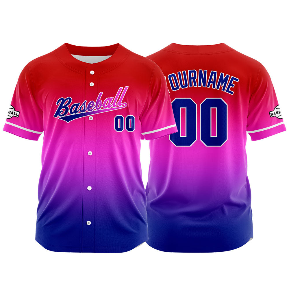 Custom Full Print Design Baseball Jersey navy-purple-red