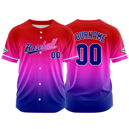 Custom Full Print Design Baseball Jersey navy-purple-red