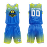 custom honeycomb gradient basketball suit for adults and kids  personalized jersey blue