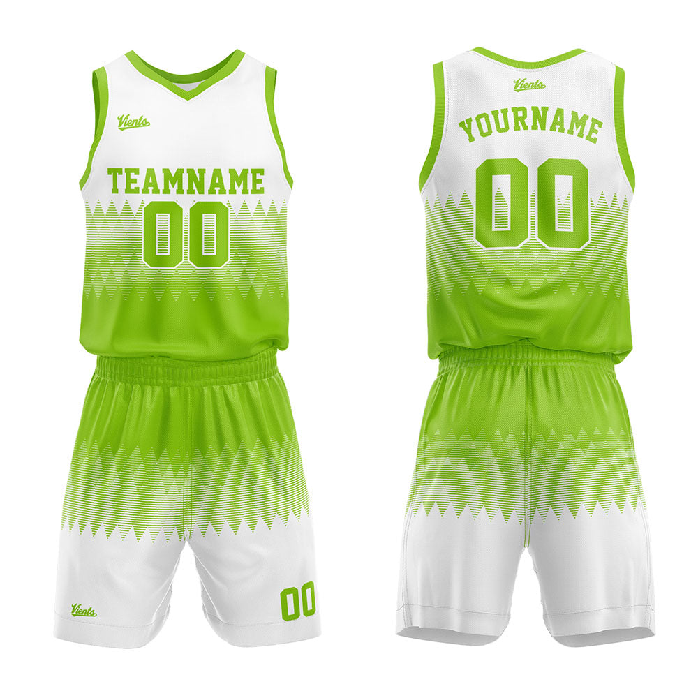 custom basketball suit for adults and kids  personalized jersey white-green