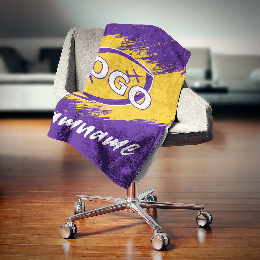 custom ultra-soft micro fleece blanket purple-yellow
