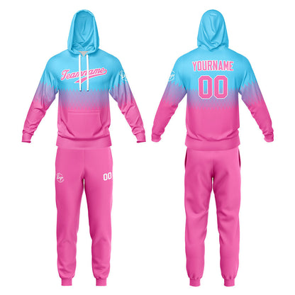 Custom Sweatshirt Hoodie For Men Women Girl Boy Print Your Logo Name Number Pink-Light Blue