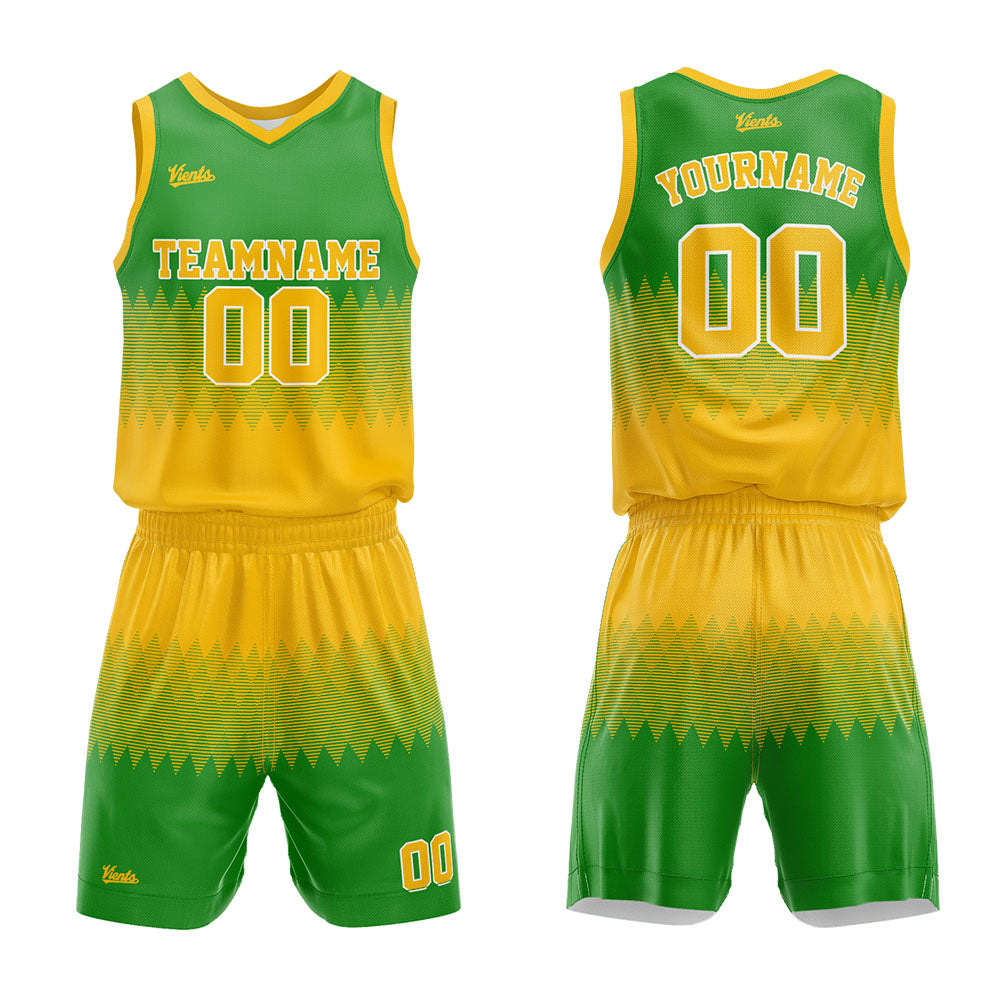 custom basketball suit for adults and kids  personalized jersey green-yellow