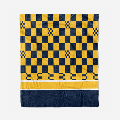 custom ultra-soft micro fleece blanket navy-yellow