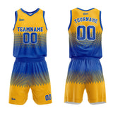 custom basketball suit for adults and kids  personalized jersey yellow-blue