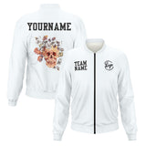 Custom Long Sleeve Windbreaker Jackets Uniform Printed Your Logo Name Number White