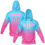 Custom Sweatshirt Hoodie For Men Women Girl Boy Print Your Logo Name Number Pink-Light Blue