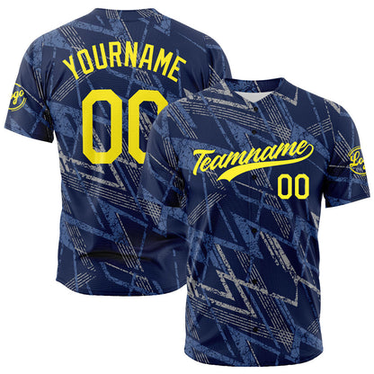 Custom Full Print Design Baseball Jersey navy-gray