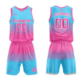 custom basketball suit for adults and kids  personalized jersey light blue-pink