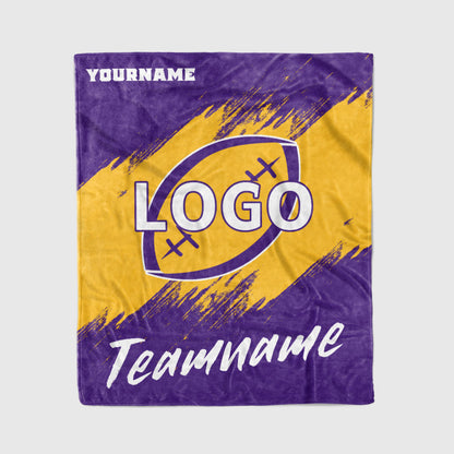 custom ultra-soft micro fleece blanket purple-yellow