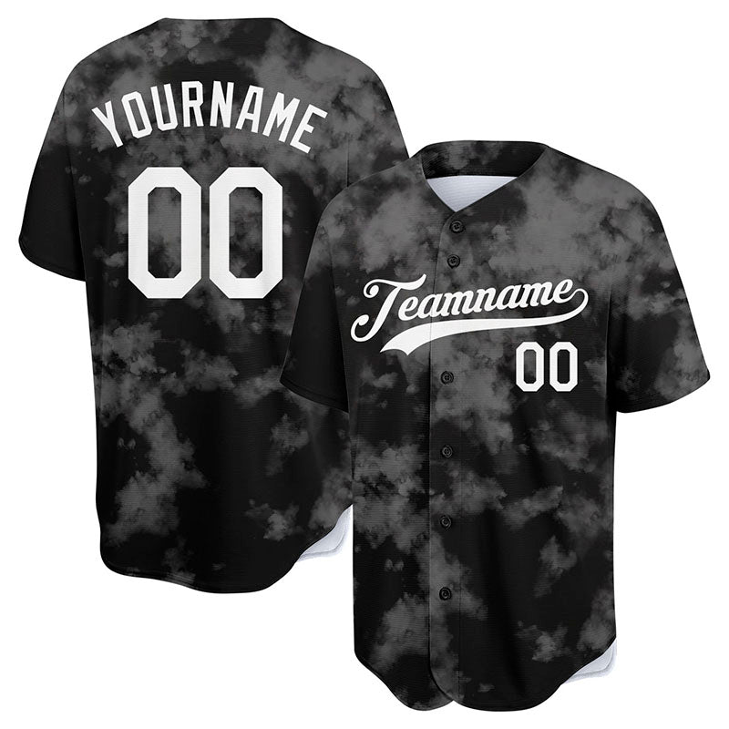 custom full print design authentic flocculent tie-dyed baseball jersey