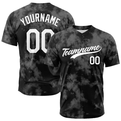 Custom Full Print Design Baseball Jersey Flocculent tie-dyed