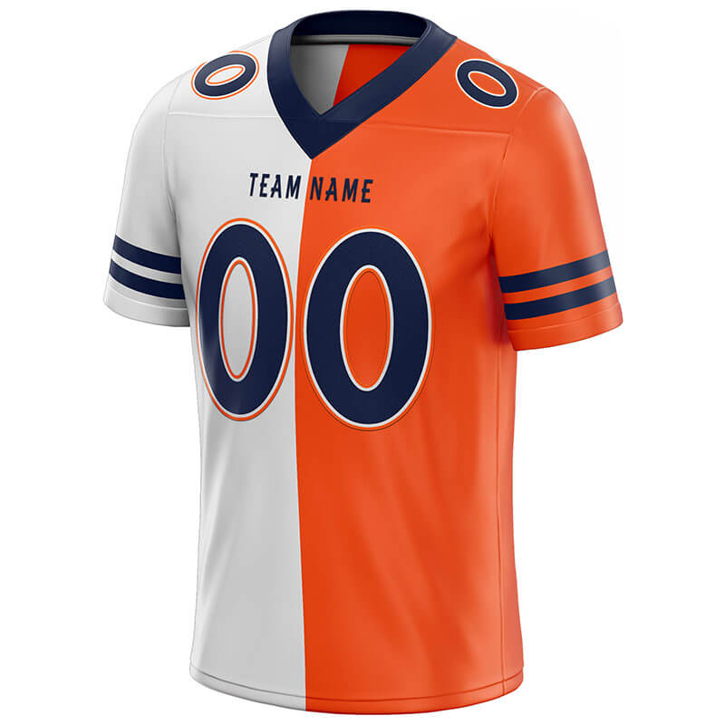 custom authentic split fashion football jersey orange-white-navy mesh