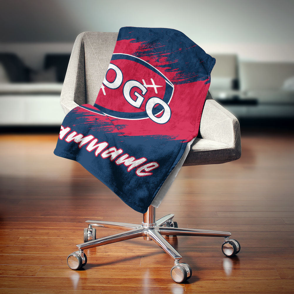 custom ultra-soft micro fleece blanket navy-red