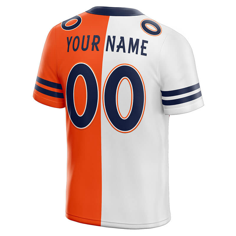 custom authentic split fashion football jersey orange-white-navy mesh
