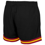custom red-white-black-yellow authentic throwback basketball shorts