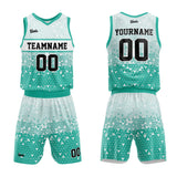 custom triangular gradient basketball suit for adults and kids  personalized jersey green