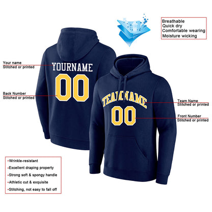 custom authentic pullover sweatshirt hoodie navy-yellow-white