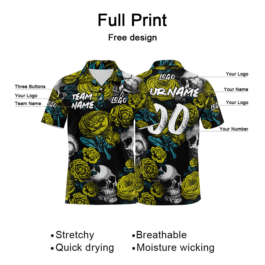 Custom Football Polo Shirts  Add Your Unique Logo/Name/Number Yellow