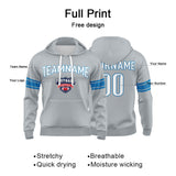 Custom Sweatshirt Hoodie For Men Women Girl Boy Print Your Logo Name Number Gray&Blue&White