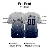 Custom Full Print Design Baseball Jersey navy-gray