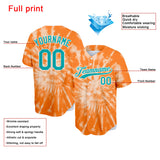 custom full print design authentic orange tie-dyed baseball jersey