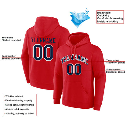 custom authentic pullover sweatshirt hoodie red-navy-white
