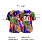 Custom Full Print Design Baseball Jersey blue-red