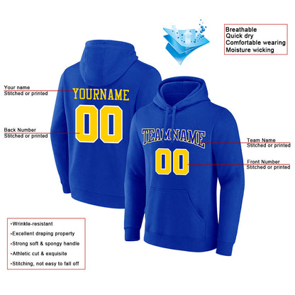 custom authentic pullover sweatshirt hoodie royal-yellow