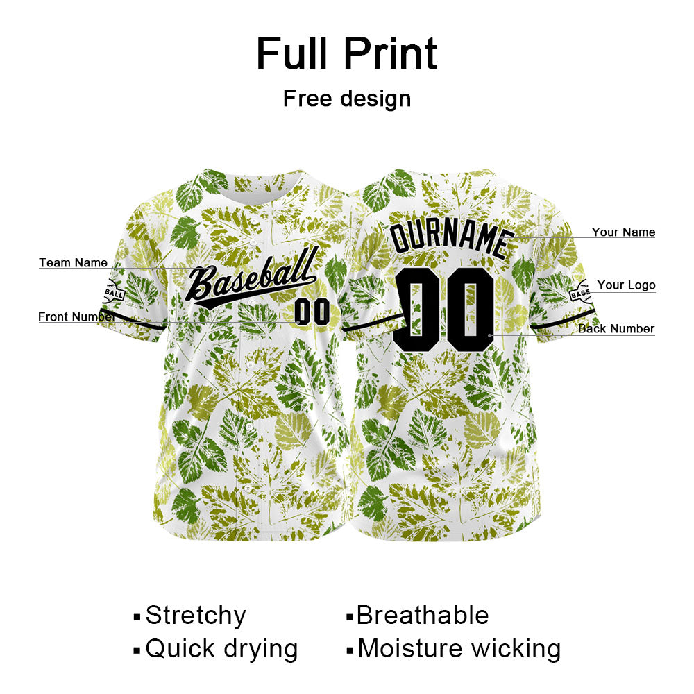 Custom Full Print Design Baseball Jersey chartreuse
