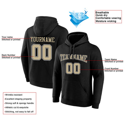 custom authentic pullover sweatshirt hoodie black-gold-white