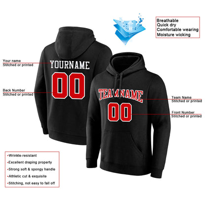 custom authentic pullover sweatshirt hoodie black-red-white