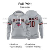 Custom Sweatshirt Hoodie For Men Women Girl Boy Print Your Logo Name Number Gray&Navy&Orange