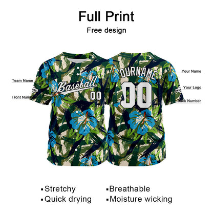 Custom Full Print Design Baseball Jersey green-blue-black
