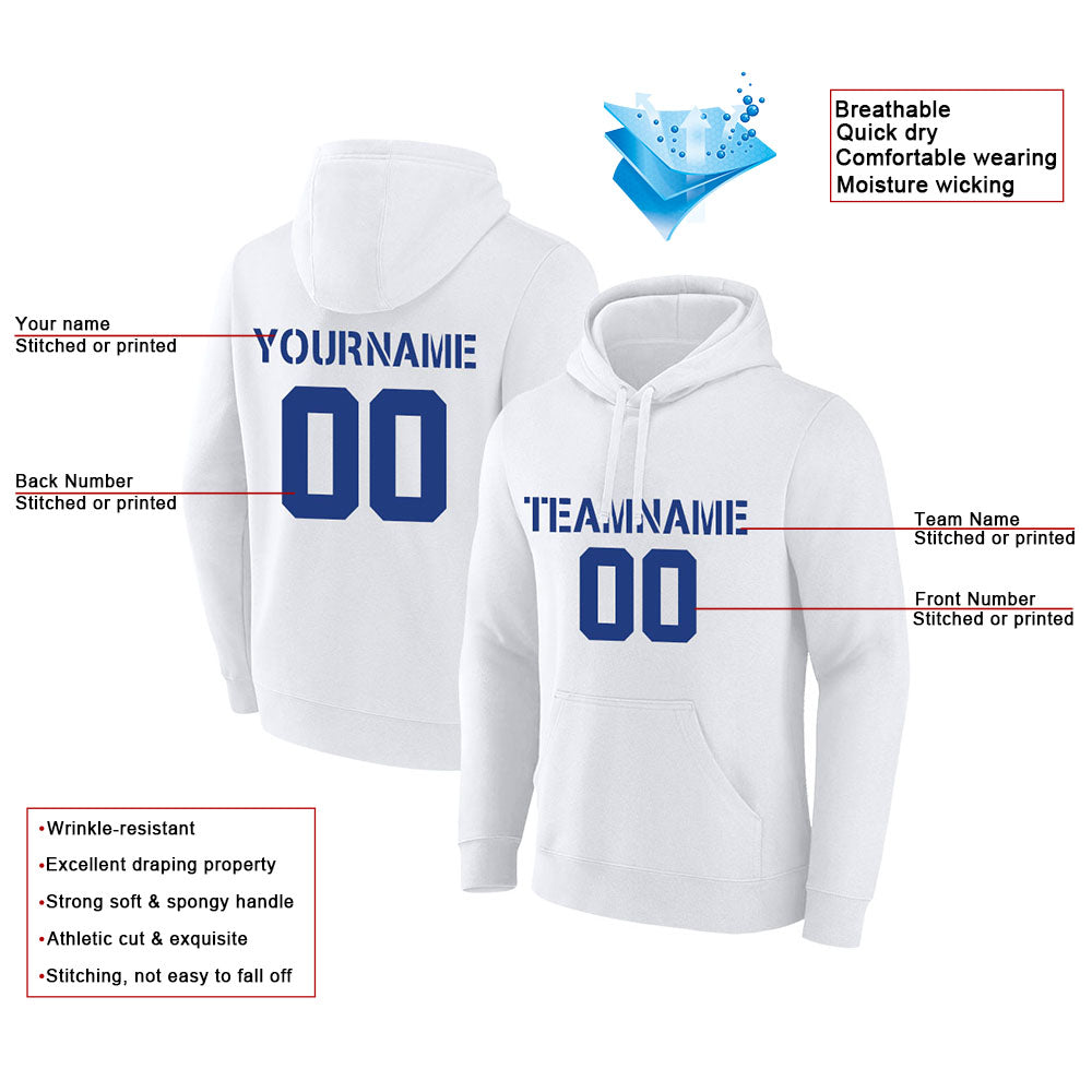 custom authentic pullover sweatshirt hoodie white-royal
