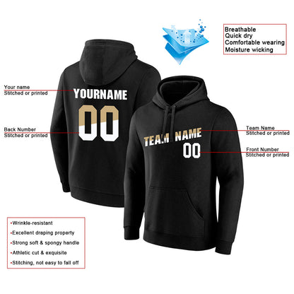 custom authentic pullover sweatshirt hoodie black-gold-white