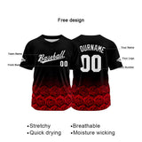 Custom Full Print Design Baseball Jersey rose-red