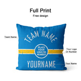 Custom Football Throw Pillow for Men Women Boy Gift Printed Your Personalized Name Number Light Blue & White & Yellow