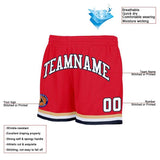 custom red-white-navy-glod authentic throwback basketball shorts