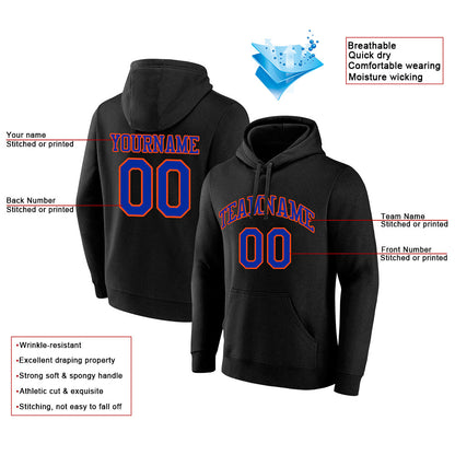 custom authentic pullover sweatshirt hoodie black-blue-orange