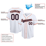 customized authentic baseball jersey white navy-orange mesh